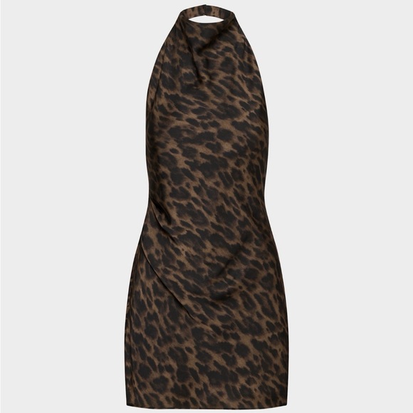 Aritzia Brown Leopard-Print Halter Mini Dress - Picture 4 of 4